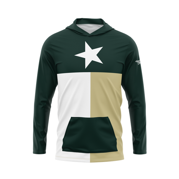 Green, Gold, and White Texas Flag Performance Hoodie