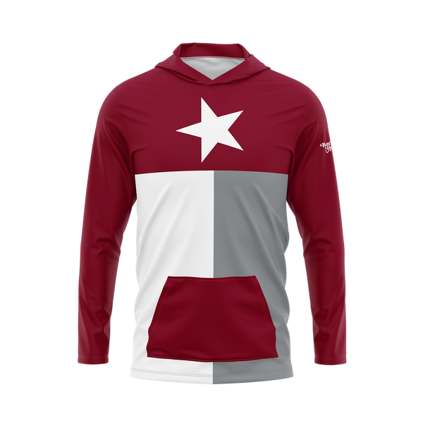 Maroon, Gray, and White Texas Flag Performance Hoodie