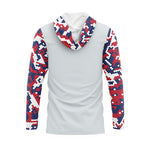 US Flag Color Block Red White and Blue Hex Camo Performance Hoodie