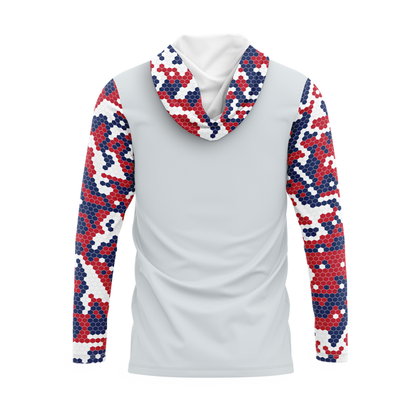 Mississippi Color Block Red White and Blue Hex Camo Performance Hoodie