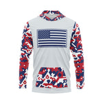 US Flag Color Block Red White and Blue Hex Camo Performance Hoodie