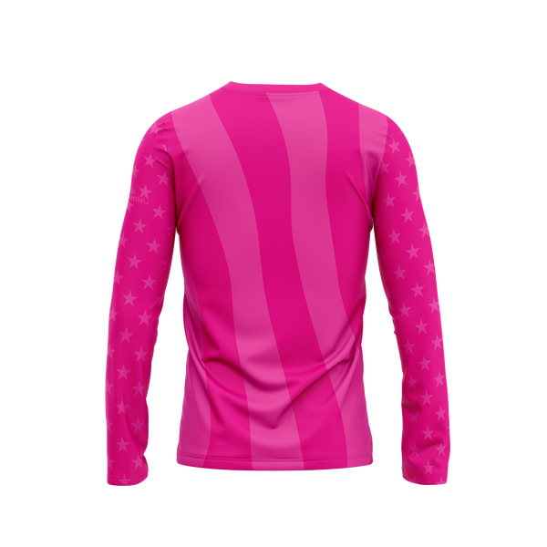 Pink Stars and Stripes Long Sleeve Performance Shirt