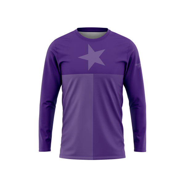 Purple Tonal Texas Flag Long Sleeve Performance Shirt