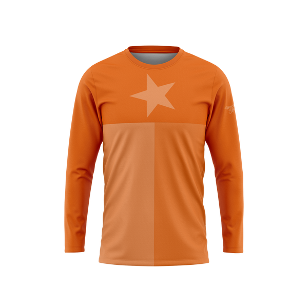 Burnt Orange Tonal Texas Flag Long Sleeve Performance Shirt