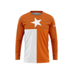 Burnt Orange and White Texas Flag Long Sleeve Performance Shirt