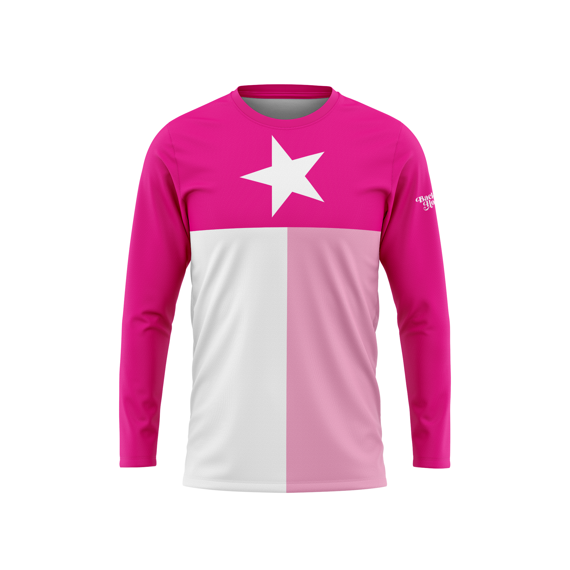 Pink and White Texas Flag Long Sleeve Performance Shirt