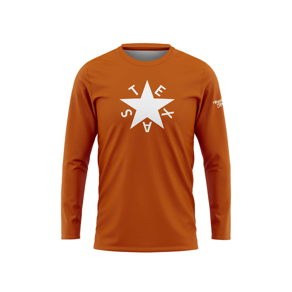 Burnt Orange First Republic of Texas Flag Long Sleeve Performance Shirt