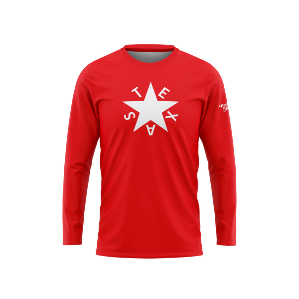 Scarlet First Republic of Texas Flag Long Sleeve Performance Shirt