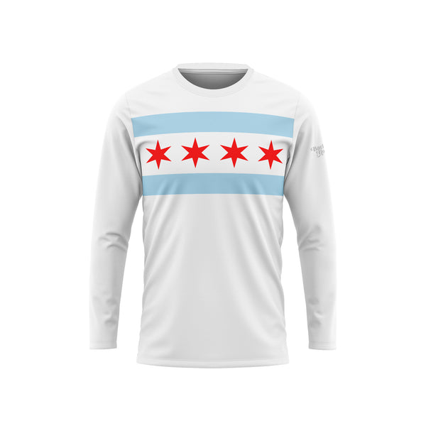 Chicago Flag Long Sleeve Performance Shirt