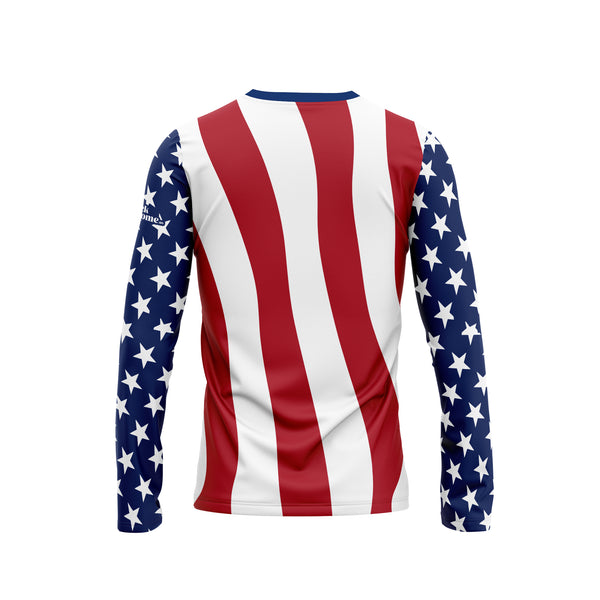 US Stars and Stripes Long Sleeve Performance Shirt