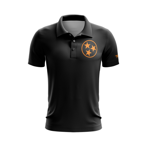 Black-Orange Tennessee 3 Stars Performance Golf Shirt