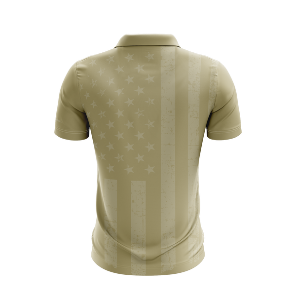 Gold USA Flag Performance Golf Shirt