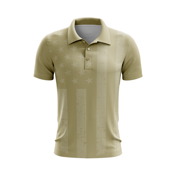 Gold USA Flag Performance Golf Shirt