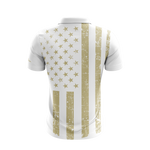 White Gold USA Flag Performance Golf Shirt