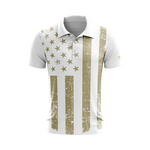 White Gold USA Flag Performance Golf Shirt