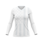 US Ghost Flag Ladies Long Sleeve V-Neck Performance Shirt
