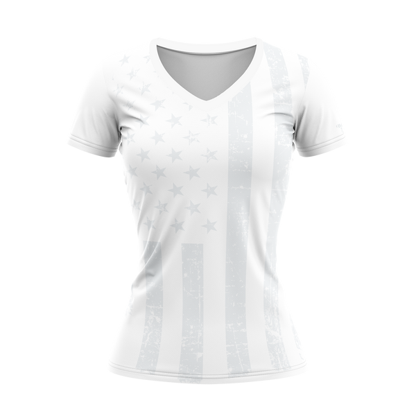 US Ghost Flag Ladies V-Neck Performance Shirt