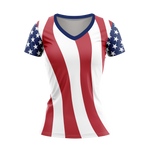 US Stars and Stripes Ladies V-Neck Performance Shirt